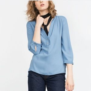 Zara Basic V-neck Blouse 3/4 sleeve